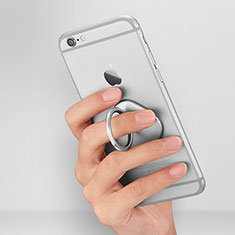Anillo de dedo Soporte Universal Sostenedor De Telefono Movil R02 para Samsung Galaxy M22 4G Plata