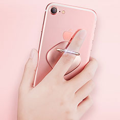 Anillo de dedo Soporte Universal Sostenedor De Telefono Movil R03 para Samsung Galaxy M21 2021 Oro Rosa