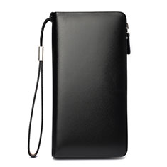 Bolso Cartera Protectora de Cuero Universal H03 para Xiaomi Redmi Note 9T 5G Negro