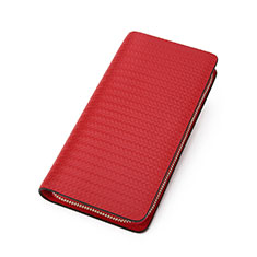 Bolso Cartera Protectora de Cuero Universal K10 para Huawei Enjoy 8S Rojo