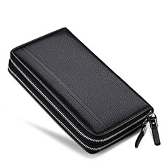 Bolso Cartera Protectora de Cuero Universal N01 para Samsung Galaxy Z Fold3 5G Negro