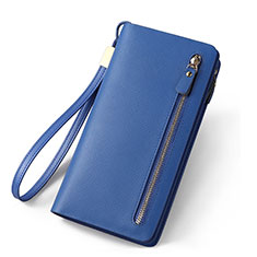 Bolso Cartera Protectora Funda de Cuero con tapa de seda Universal T01 para Sony Xperia XZ3 Azul