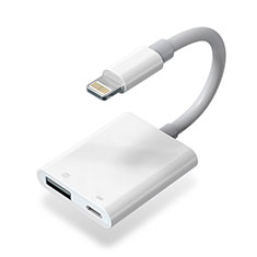 Cable Adaptador Lightning a USB OTG H01 para Apple iPhone 14 Pro Max Blanco