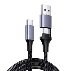 Cable Adaptador Type-C USB-C a Type-C USB-C 100W H01 para Samsung Galaxy Book Flex 13.3 NP930QCG Gris Oscuro