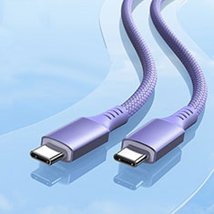 Cable Adaptador Type-C USB-C a Type-C USB-C 100W H06 para Apple iPhone 15 Plus Morado