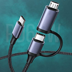 Cable Adaptador Type-C USB-C a Type-C USB-C 60W H02 para Apple iPad Air 5 10.9 (2022) Negro