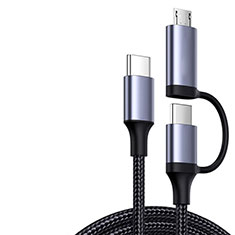 Cable Adaptador Type-C USB-C a Type-C USB-C 60W H03 para Apple iPhone 15 Gris Oscuro