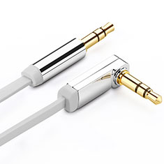 Cable Mini Jack de 3.5mm Adaptador Estereo Doble Macho Plano Audio A02 para Apple MacBook Pro 15 Blanco