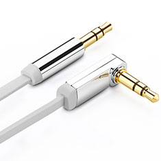 Cable Mini Jack de 3.5mm Adaptador Estereo Doble Macho Plano Audio A02 Blanco