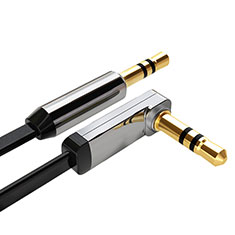 Cable Mini Jack de 3.5mm Adaptador Estereo Doble Macho Plano Audio A02 para Samsung Galaxy Book Flex 15.6 NP950QCG Negro