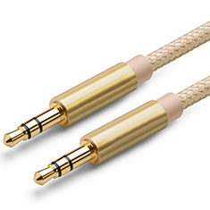 Cable Mini Jack de 3.5mm Adaptador Estereo Doble Macho Plano Audio A04 para Apple MacBook 12 Oro