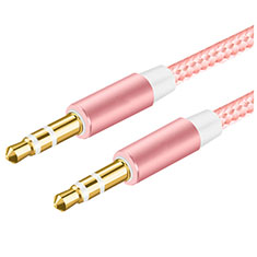 Cable Mini Jack de 3.5mm Adaptador Estereo Doble Macho Plano Audio A06 para Huawei MagicBook Pro 2020 16.1 Rosa