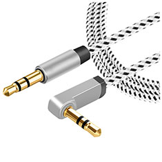 Cable Mini Jack de 3.5mm Adaptador Estereo Doble Macho Plano Audio A08 Gris