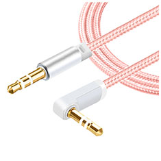 Cable Mini Jack de 3.5mm Adaptador Estereo Doble Macho Plano Audio A08 para Samsung Galaxy Book Flex 15.6 NP950QCG Rosa