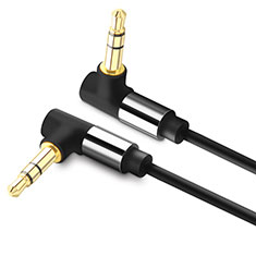 Cable Mini Jack de 3.5mm Adaptador Estereo Doble Macho Plano Audio A09 para Apple MacBook 12 Negro
