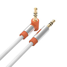 Cable Mini Jack de 3.5mm Adaptador Estereo Doble Macho Plano Audio A11 para Samsung Galaxy Book Flex 15.6 NP950QCG Naranja