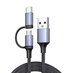 Cable Type-C y Mrico USB Android Universal 3A H01 para Samsung Galaxy Note 10 5G Gris Oscuro