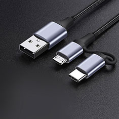 Cable Type-C y Mrico USB Android Universal 3A H01 para Huawei Honor 9A Gris Oscuro