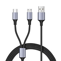 Cable Type-C y Mrico USB Android Universal T02 para Sony Xperia XZ2 Premium Negro