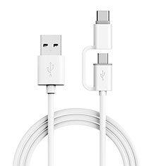 Cable Type-C y Mrico USB Android Universal T04 para Sony Xperia 10 II Blanco