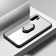 Carcasa Bumper Funda Silicona Espejo con Anillo de dedo Soporte para Huawei P30 Pro Blanco