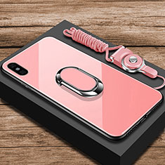 Carcasa Bumper Funda Silicona Espejo con Anillo de dedo Soporte para Xiaomi Mi 8 Explorer Oro Rosa