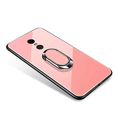 Carcasa Bumper Funda Silicona Espejo con Anillo de dedo Soporte para Xiaomi Redmi 5 Plus Oro Rosa