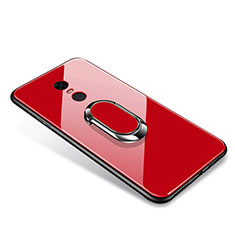 Carcasa Bumper Funda Silicona Espejo con Anillo de dedo Soporte para Xiaomi Redmi 5 Plus Rojo