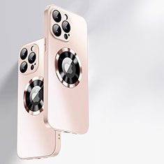 Carcasa Bumper Funda Silicona Espejo con Mag-Safe Magnetic para Apple iPhone 14 Pro Max Oro Rosa