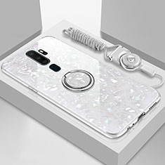 Carcasa Bumper Funda Silicona Espejo con Magnetico Anillo de dedo Soporte A01 para Oppo A11X Blanco