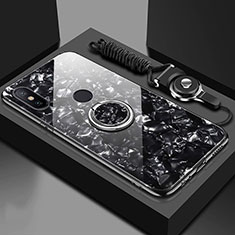 Carcasa Bumper Funda Silicona Espejo con Magnetico Anillo de dedo Soporte A01 para Xiaomi Mi A2 Negro