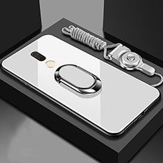 Carcasa Bumper Funda Silicona Espejo con Magnetico Anillo de dedo Soporte para Huawei G10 Blanco