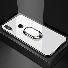 Carcasa Bumper Funda Silicona Espejo con Magnetico Anillo de dedo Soporte para Huawei Honor 8X Blanco