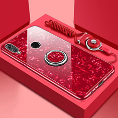 Carcasa Bumper Funda Silicona Espejo con Magnetico Anillo de dedo Soporte para Huawei Y9 (2019) Rojo
