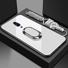 Carcasa Bumper Funda Silicona Espejo con Magnetico Anillo de dedo Soporte para Oppo K3 Blanco