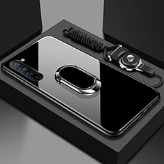 Carcasa Bumper Funda Silicona Espejo con Magnetico Anillo de dedo Soporte para Oppo K7 5G Negro