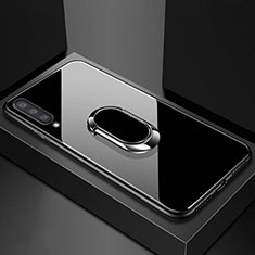 Carcasa Bumper Funda Silicona Espejo con Magnetico Anillo de dedo Soporte para Samsung Galaxy A70S Negro
