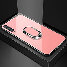 Carcasa Bumper Funda Silicona Espejo con Magnetico Anillo de dedo Soporte para Samsung Galaxy A70S Oro Rosa