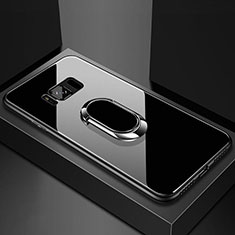 Carcasa Bumper Funda Silicona Espejo con Magnetico Anillo de dedo Soporte para Samsung Galaxy S8 Negro