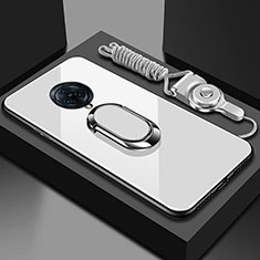 Carcasa Bumper Funda Silicona Espejo con Magnetico Anillo de dedo Soporte para Vivo Nex 3 5G Blanco
