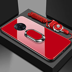 Carcasa Bumper Funda Silicona Espejo con Magnetico Anillo de dedo Soporte para Vivo Nex 3 5G Rojo