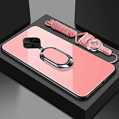 Carcasa Bumper Funda Silicona Espejo con Magnetico Anillo de dedo Soporte para Vivo S1 Pro Rosa