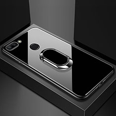 Carcasa Bumper Funda Silicona Espejo con Magnetico Anillo de dedo Soporte para Xiaomi Mi 8 Lite Negro