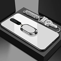 Carcasa Bumper Funda Silicona Espejo con Magnetico Anillo de dedo Soporte para Xiaomi Poco X2 Blanco