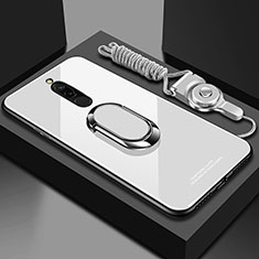 Carcasa Bumper Funda Silicona Espejo con Magnetico Anillo de dedo Soporte para Xiaomi Redmi 8 Blanco