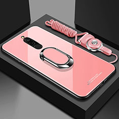 Carcasa Bumper Funda Silicona Espejo con Magnetico Anillo de dedo Soporte para Xiaomi Redmi 8 Rosa