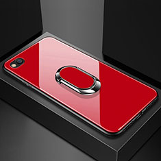 Carcasa Bumper Funda Silicona Espejo con Magnetico Anillo de dedo Soporte para Xiaomi Redmi Go Rojo
