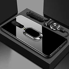 Carcasa Bumper Funda Silicona Espejo con Magnetico Anillo de dedo Soporte para Xiaomi Redmi K30 4G Negro