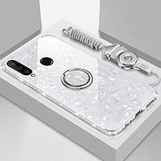 Carcasa Bumper Funda Silicona Espejo con Magnetico Anillo de dedo Soporte T01 para Huawei Honor 20i Blanco