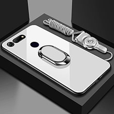 Carcasa Bumper Funda Silicona Espejo con Magnetico Anillo de dedo Soporte T01 para Huawei Honor View 20 Blanco